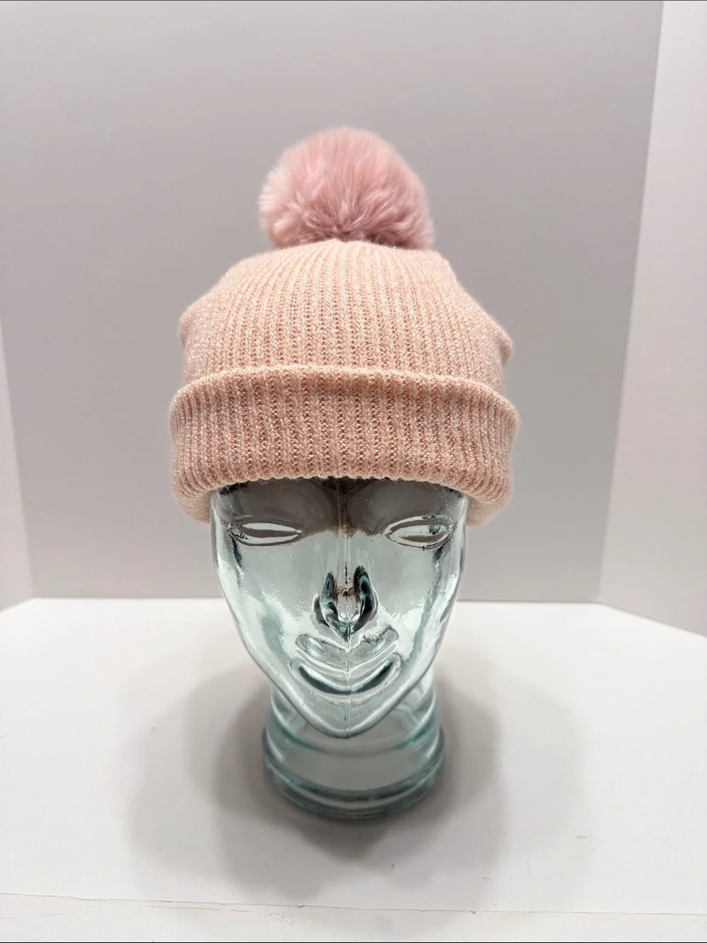 Sparkle Ribbed Knit Beanie - Dusty Rose